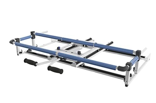 Portable ladder platform with adjustable blue rails